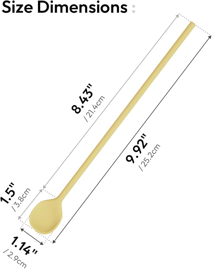 carrotez 9.9" Silicone coffee stirrer, Long Reusable Coffee Spoon for Iced Tea, Multipurpose Beverage Stirring Spoon - Yellow