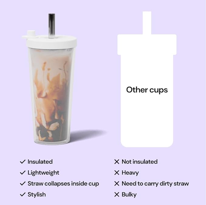 Dodoko Reusable Boba Cup and Straw Boba Tea Cup Bubble Tea Cup Reusable Iced Coffee Cup Cold Coffee Cup Smoothie Cup with Lid and Straw Smoothie Cup to go Smoothie Tumbler 17 oz - Bubble Pink