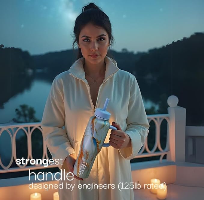 Coldest 40 oz Tumbler with Handle and Straw - 100% Leak Proof Insulated Tumbler with Lid and Straw (3 Lids) - Stainless Steel Tumblers for Women & Men - Cup Holder Friendly Base, 36 oz (Glowie Paws)