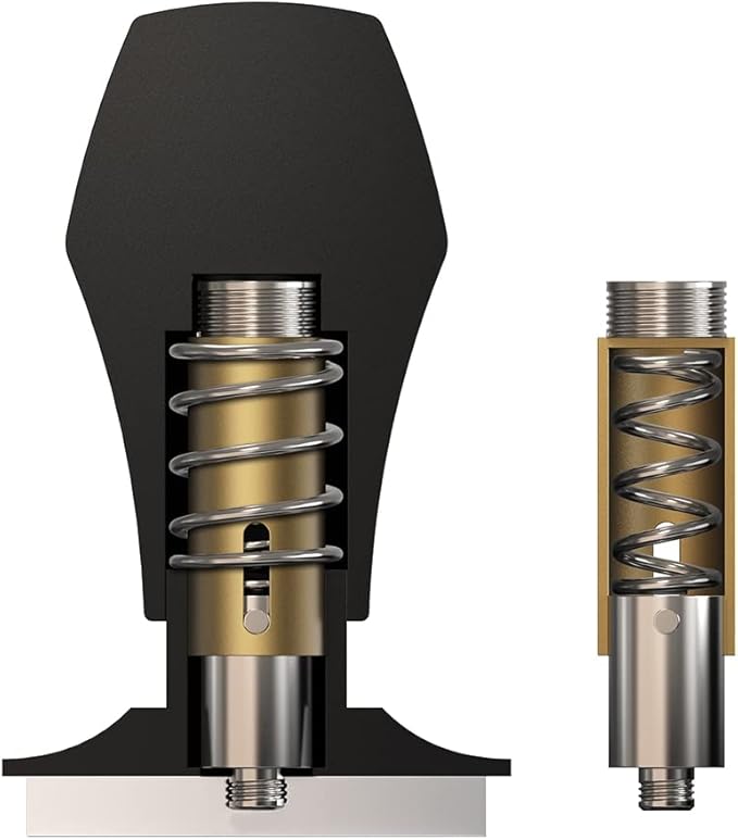 Normcore 45.5mm Spring Loaded Coffee Tamper V4 Fits Flair Pro, Pro 2, 304 Stainless Steel Flat Base, Ergonomic Anodized Aluminum Handle, Black