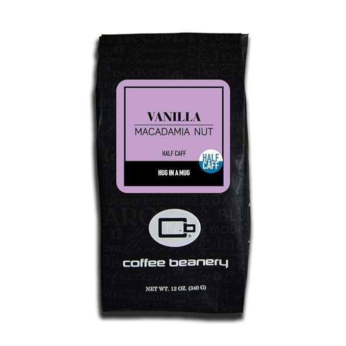 Half Caff Vanilla Macadamia Nut Flavored Coffee | 12oz Ground | 100% Specialty Arabica