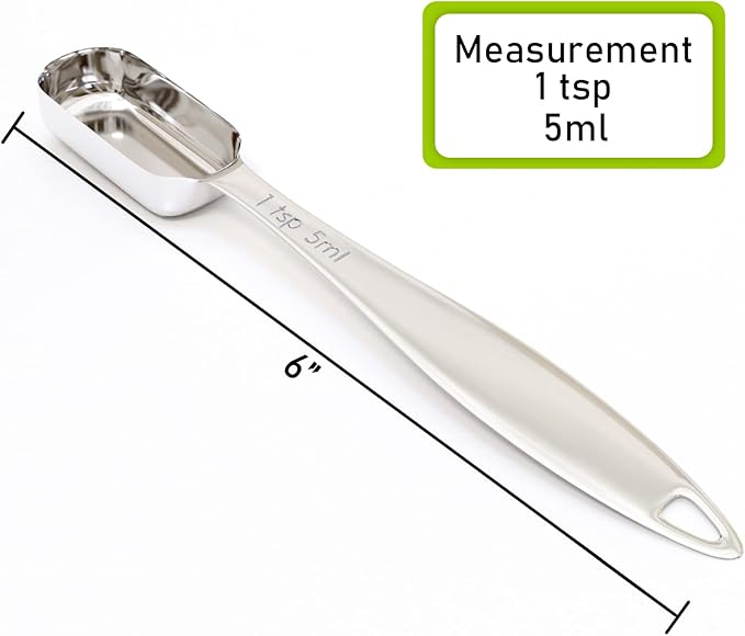 2PCS 1Teaspoon (1/3tbsp, 5ml) Single Measuring Spoon, Individual Stainless Steel Long Handle Measure Tablespoon Only