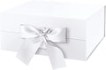 HAPPY POTATO Gift Box for Presents with Ribbon 9x6.5x3.8 Inches, White Gift Box with Lid, Bridesmaid Proposal Boxes (Glossy White)