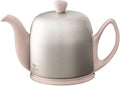 Salam Luxury French Tea Pot - Porcelain Teapot with Brushed Aluminum Cover, Ceramic Tea Kettle for Loose Tea, Removable Infuser, 4 Cup Capacity, 24oz - Pink