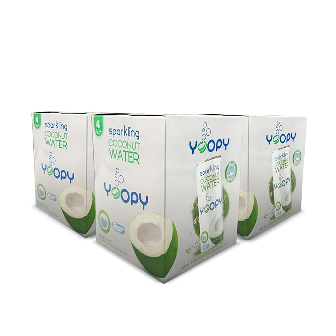 Yoopy Sparkling Coconut Water – Refreshing, Low Calorie, No Sugar Added | 12 Pack (8.45 fl oz Cans)