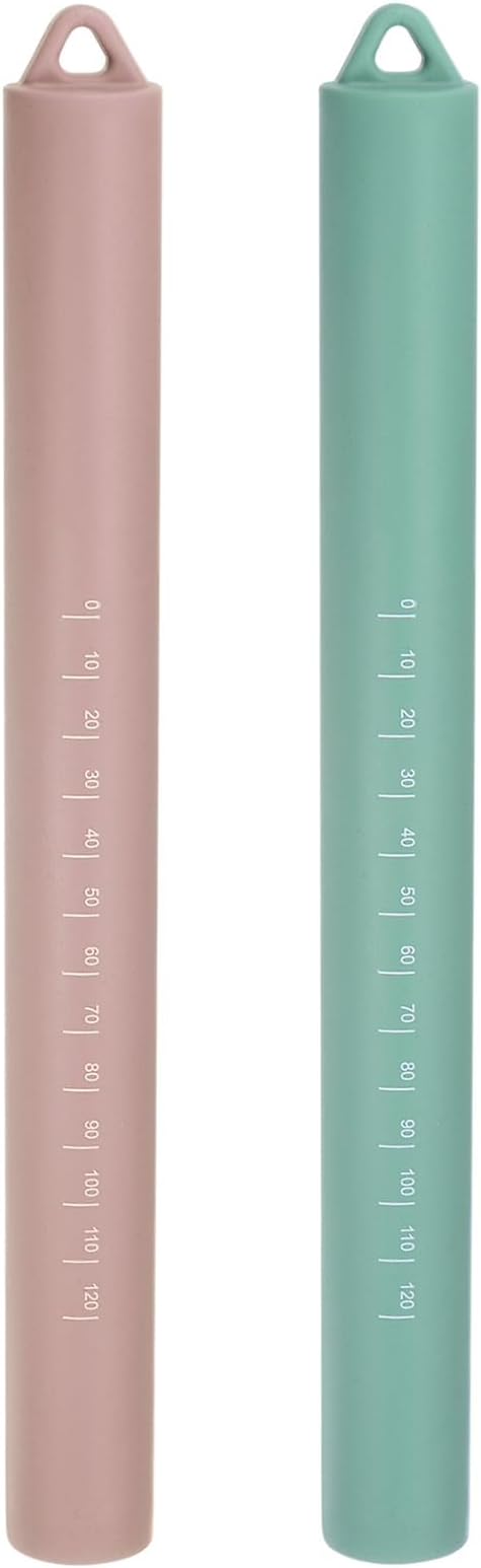 HARFINGTON 2pcs Silicone Rolling Pin 10" Stainless Silicone Surface Non-Stick Stainless Steel Inner Core Dough Roller Kitchen Roller for Baking Pastry Pizza Fondant Bread, Pink,Green