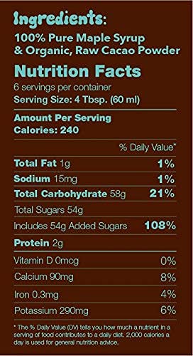 Tree Juice Chocolate Maple Syrup | 100% Pure Grade A Maple Syrup | All Natural, Non GMO, Vegan, Gluten Free, Vegetarian, Paleo | 12 Ounce Bottle