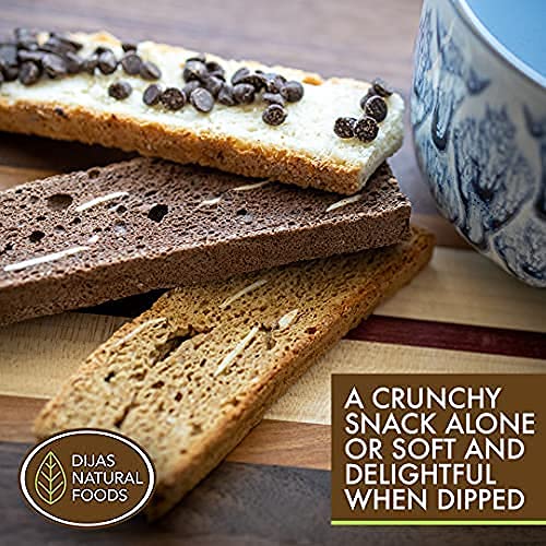 DIJAS Natural Foods, Crunchy Fat Free Biscotti Cookie, Variety Pack, All Natural Preservative Free Ingredients, Delicious Low Calorie Snack (4 Pack, Nut Variety)