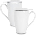 amhomel Porcelain Tea Mug with Infuser and Lid, 16 Ounce Ceramic Tea Cup for Loose Leaf, Coffee, Cocoa and Milk, Tea Gift for Tea Lovers, Set of 2(White)