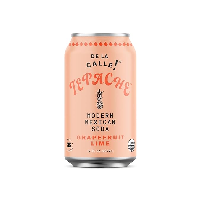 De La Calle Tepache - Grapefruit Lime - Modern Mexican Soda - Craft Fermented Pineapple Sparkling Beverage - Certified Organic, Antioxidant Rich, Non-Alcoholic, Healthy Soda, Low Sugar, Low Calorie, Non-GMO