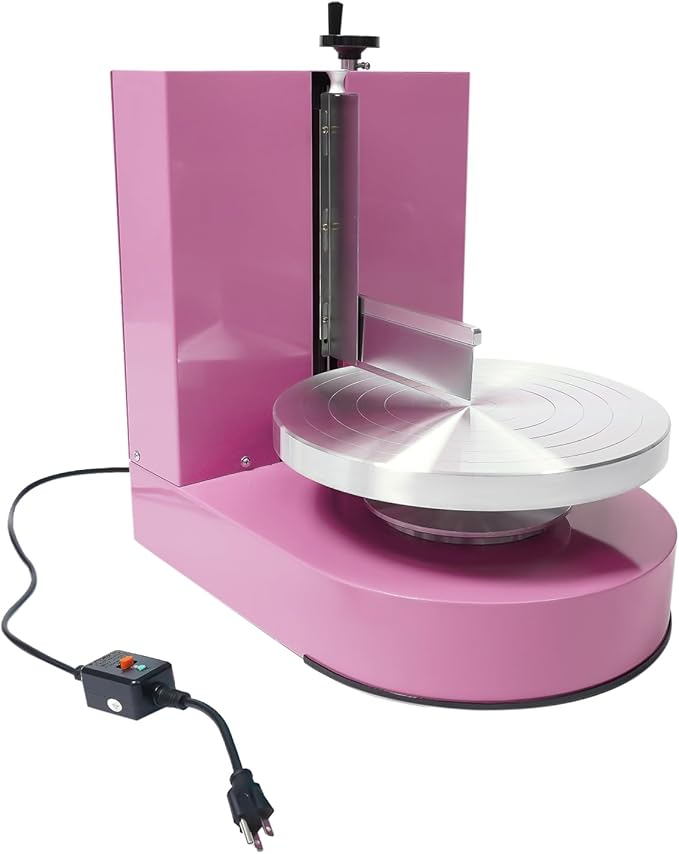 Cake Decorating Coating Machine Automatic Cake Cream Spreading Coating Filling Machine Birthday Cake Cream Smoother Bread Cream Spreading Machine Suitable for 4-12 In Round Cake (Pink)
