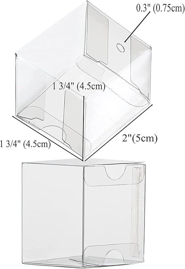 RomanticBaking 100 Pack 1 3/4" x 1 3/4" x 2" individul Single Cake Pop Box With Hole Small Gift Boxes Mini Plastic Boxes Treat Boxes Candy Boxes