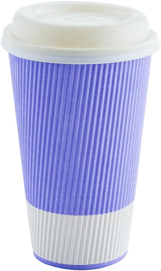 Restaurantware 16 Ounce Double Wall Disposable Coffee Cups, 500 Insulated Light Purple Paper Tumblers with Ripple Wall Design, Lids Sold Separately for Hot Drinks like Tea, Hot Chocolate and More