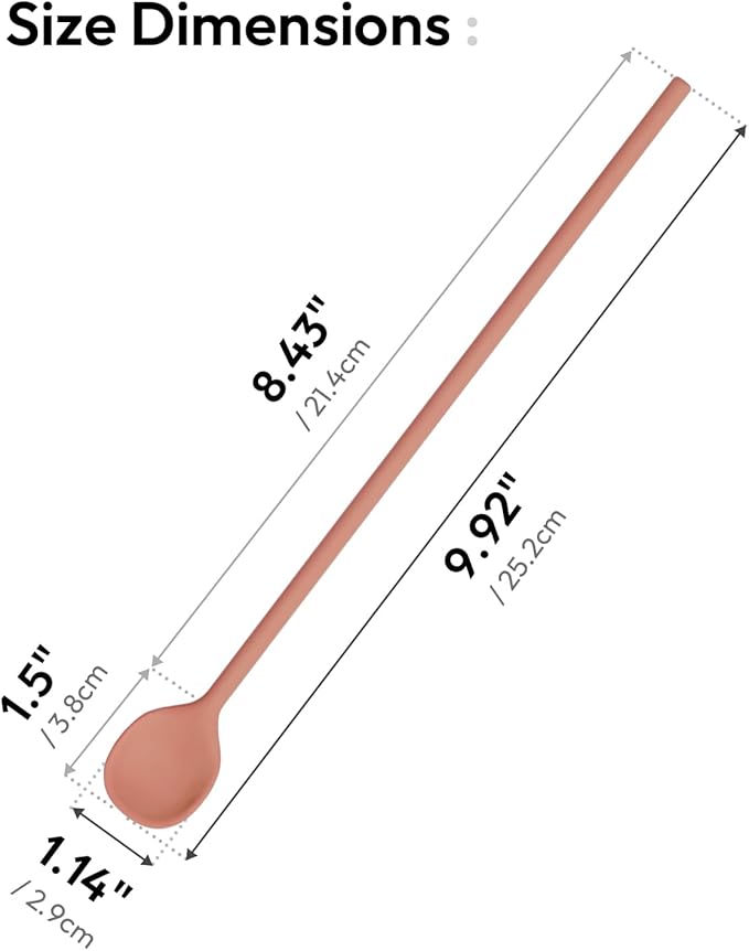 carrotez 9.9" Silicone coffee stirrer, Long Reusable Coffee Spoon for Iced Tea, Multipurpose Beverage Stirring Spoon - Coral Pink