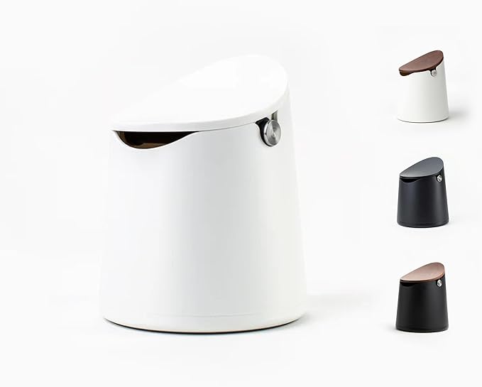 Crema Coffee Products Arc Knock Box | Holds 12–16 Espresso Pucks| Durable,Stain-ResistantBuild withNon-Slip Base|Elegant WalnutPlastic Lid Design| EasyClean-Up &Moisture Control|WhitePlasticLid Finish