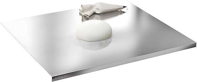 Stainless Steel Cutting Boards for Kitchen,304 Stainless Steel Chopping Boards with Lip and Non-slip silicone pad for Countertop Cutting Meats Fruits,Easy To Clean (15.7 * 19.6 * 0.06inch)
