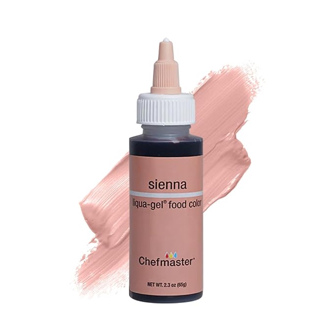Chefmaster Sienna Liqua-Gel® Food Coloring | Vibrant Color | Professional-Grade Dye for Icing, Frosting, Fondant | Baking & Decorating | Fade-Resistant | Easy-to-Use | Made in USA | 2.3 oz