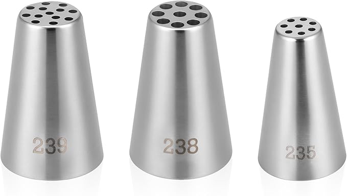 3 Pcs Grass Piping Tips, Stainless Steel DIY Piping Icing Nozzle Tool for Cake Decorating Frosting Grass, Hair, Fur on Cupcakes, Cookies, Desserts