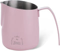Milk Frothing Pitcher 500ML - Pink Espresso Steaming Pitcher, Stainless Steel Coffee Milk Frothing Cup with Large Handle and Scale, Espresso Machine Accessories for Barista