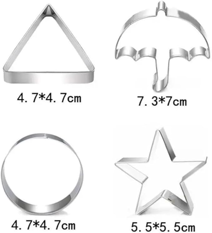 Korean Dalgona Cookie Cutter - Stainless Steel Cookie Cutters Biscuit Molds, Chocolate Molds, Umbrella Star Triangle Circle Cookie Cutter - Sugar Biscuit Kit for Family And Party Game 6PC Set