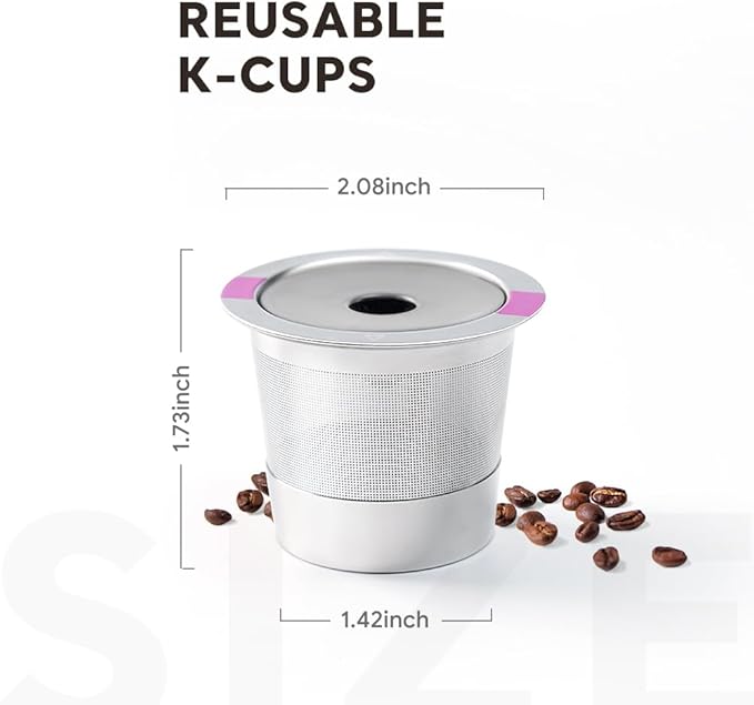 Reusable K Cups Coffee Filter, 2 Pack Stainless Steel K Cup Reusable Coffee Pods Filters with 15 O-Rings for K eurig 1.0 & 2.0 Coffee Makers Metal K-cup Refillable