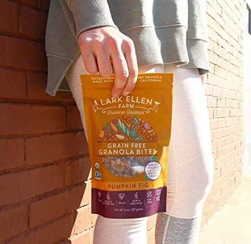 Lark Ellen Farm Grain-Free Granola, Certified Organic Raw Sprouted Vegan Clusters, Paleo & Crunchy Gluten-Free Bites for Cereal or Yogurt, Pumpkin Fig 8 oz, 6 Pack
