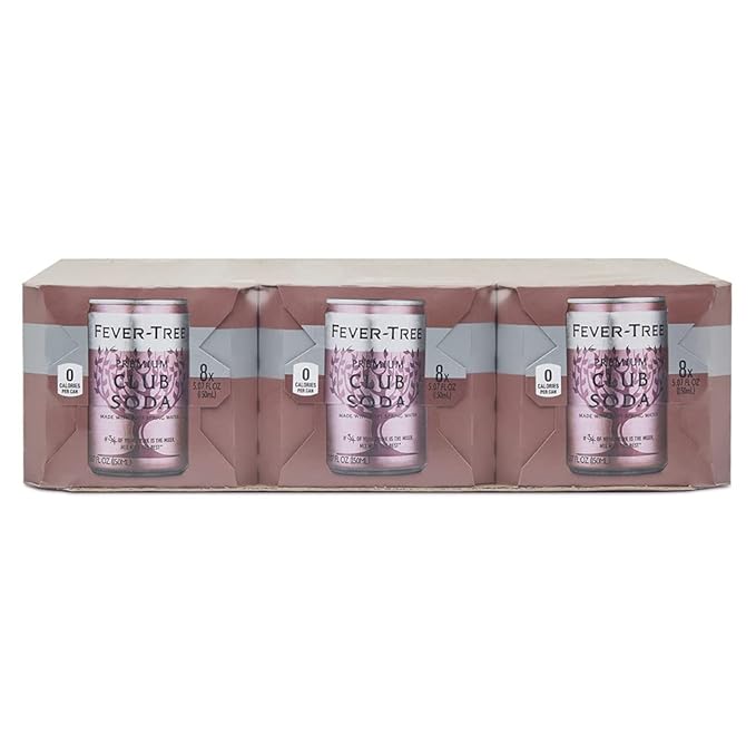 Fever-Tree Premium Club Soda Cans, 24pk/5.07 Fl Oz, No Artificial Sweeteners, Flavorings or Preservatives (Pack of 3)