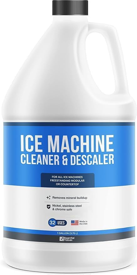 Essential Values 32 uses Ice Machine Cleaner (Gallon / 3.78), Descaler | Ice Maker Cleaner Compatible with: Whirlpool 4396808, Manitowac, Ice-O-Matic, Scotsman, Follett & More!