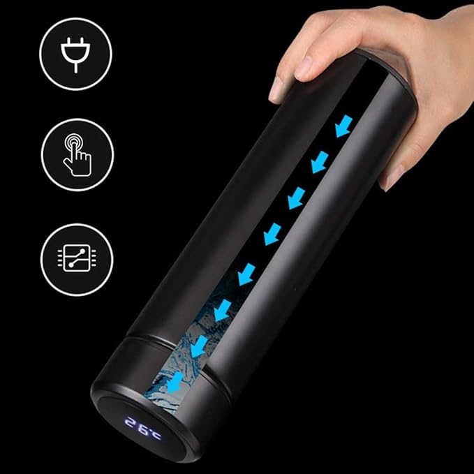 Water Bottle with LED Temperature Display,Double Walled Vacuum Insulated Water Bottle,Stainless Steel Sports AutomotiveTravel Mug,BPA-free Leak Proof Keep Cold and Keep Warm 12H