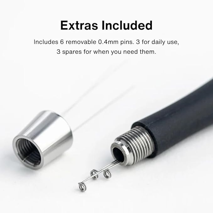 Crema Coffee Products Weiss Distribution Technique (WDT) Tool | Even Coffee Ground Distribution for Better Extraction | Stainless Steel with Silicone Grip | Includes 6 Pins & Storage Vault | Black