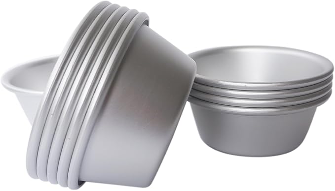 Aluminum Alloy Tart Pan, 3 Inch Cute Flan Mold, 10 Pieces Egg Tart Molds for Baking Pastel de Nata, Pie, Tartlet, Popover - Silver Tin