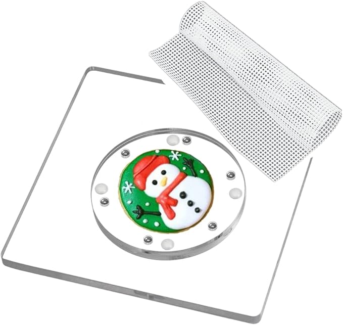 CY craft Cookie Decorating Turntable with Anti-Slip Silicone Mat,Cup Cake Sugar Icing Cookie Decorating Supplies Tools,Clear Acrylic Small Lazy Susan Turn Table,6.3 x 6.3 Inch,Square,Pack of 1