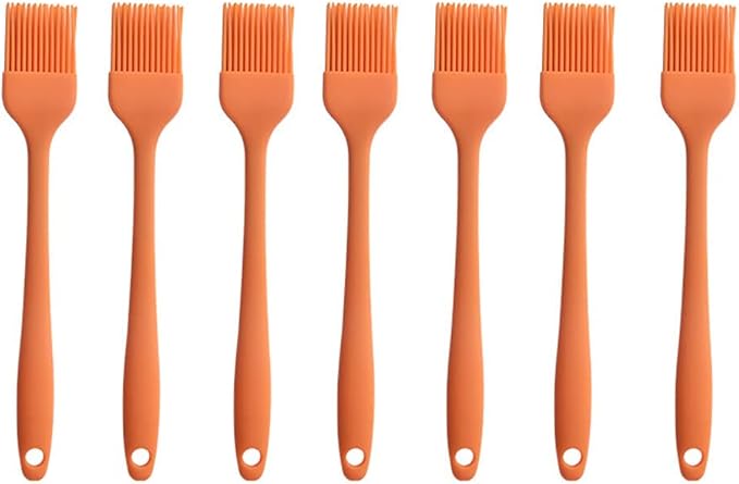Silicone brush， BBQ/Pastry Basting Brushes,Silicone Cooking Grill Barbecue Baking Pastry Oil/Honey/Sauce Brush (7 PCS,orange)