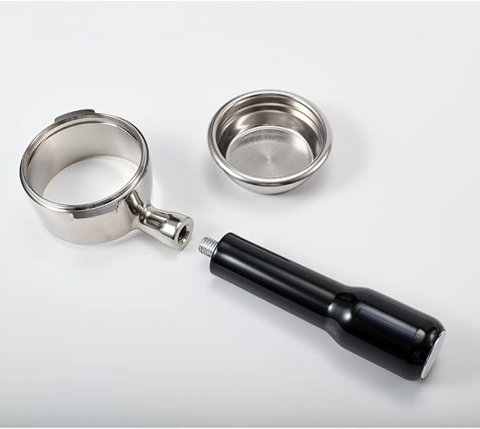 58mm Bottomless Portafilter, Professional Stainless Steel Portafilter 2 Ears for 58 Gaggia Machines Stainless Steel Basket Included Espresso Machine Accessories