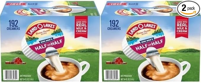 Land Coffee Creamer Half & Half Mini Moo’s Creamer Singles, 192 Count. (2 Pack)