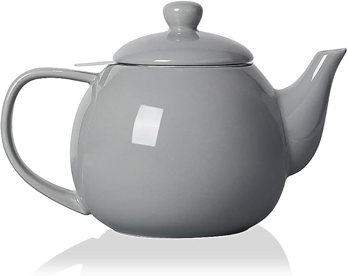 Sweejar Porcelain Teapot with Removable Stainless Steel Infuser,Microwave & Dishwasher Safe Tea Pots for Loose Tea,Tea Infuser Pots for Chrismas Women Gift (30oz Gray)