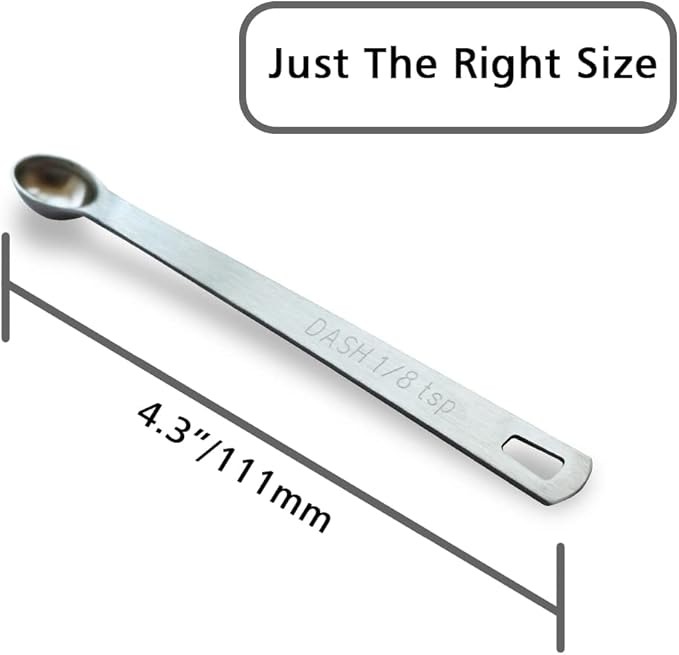 5PCS 1/8 Teaspoon(1/8tsp, 0.625 ml, Dash) Single Tiny Measuring Spoon, Small Individual Stainless Steel Measure Spoons Only