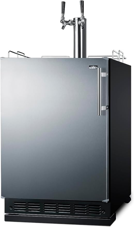 Summit Appliance 24" Wide Beer Kegerator/Refrigerator Combo, Black Interior, Caster Wheels, Residential/Commercial Use (LHD, Beer)