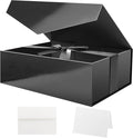 HAPPY POTATO Large Black Gift Box with Ribbon and Lid, 11.5x8.1x3.8 Inches, Groomsman Proposal Boxes, Magnetic Gift Box for Presents (Glossy Black)
