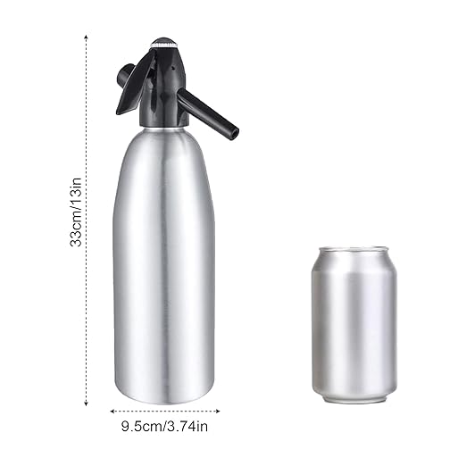 AstraLoom Soda Siphon,1L Portable Nostalgic Seltzer Water Maker Kit, Aluminum Sparkling Water Maker for Carbonated Drinks/Juices/Cocktails, Use 8 gram CO2 Cartridges (Not Included) (Silver)