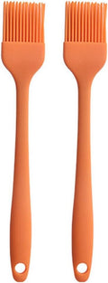 Silicone brush, Oil Brush for BBQ Kitchen Cooking Baking and Grilling (2 PCS,orange)