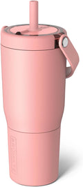 BrüMate Resa 25oz 100% Leakproof Travel Tumbler with Handle & Straw | Flexible SoftSip Straw | Silicone Sleeve for Durability | Stainless Steel | Cup Holder & Travel Friendly Water Bottle | (Guava)