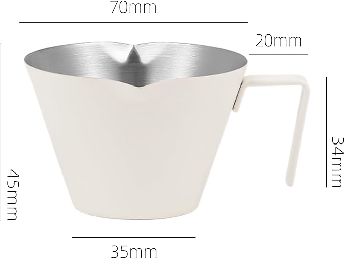 MHW-3BOMBER MHW-3BOMBER Espresso Measuring Cups 2Pcs with Handle, 1oz / 2oz / 3oz Double Spouts Stainless Steel Espresso Shot Cups with Scale, V-Shaped Mouth, 3.4oz / 100ML White G6200W-OS
