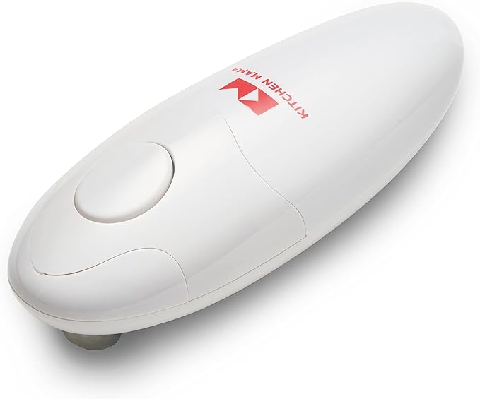 Kitchen Mama Auto Electric Can Opener: Safe, Easy with One Touch, Smooth Edge, Battery Operated, Cordless, Automatic Can Opener for Seniors with Arthritis, Hand Free Appliances, YES YOU CAN (White)