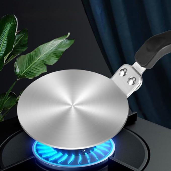 Heat Diffuser Plate, Grouarty Stainless Steel Cooking Induction Adapter Simmer Plate for Electric Gas Glass Cooktop Hob Ring, Induction Cooktop Converter Plate With Handle (7.88inch)