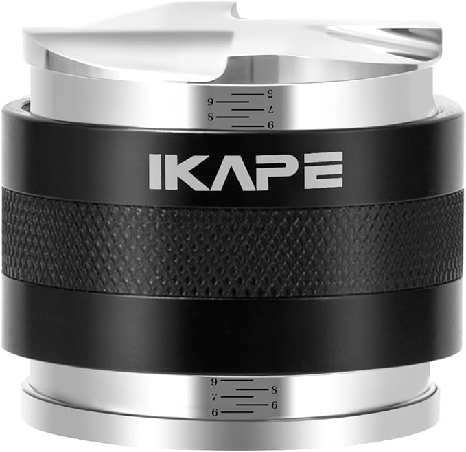 IKAPE Coffee Products, 53mm Coffee Distributor & Hand Tamper, Adjustable Depth Espresso Distributor Fits All 53mm Espresso Portafilter, Compatible with 54MM Breville Bottomless Portafilter (Black)