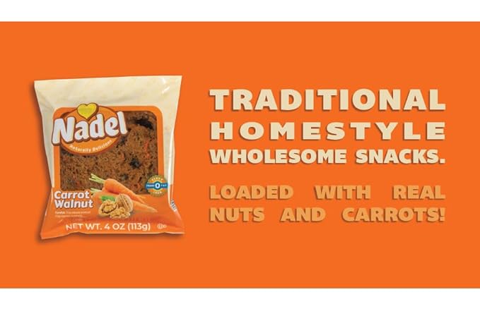 Nadel - NATURALLY DELICIOUS CARROT CAKE Slices, 12 Pack, Sweet Breads & Cakes Back to School lunch snack, breakfast bar