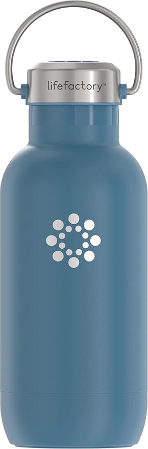 Lifefactory 16-Ounce Stainless Steel Vacuum-Insulated Sport Bottle, Dark Denim