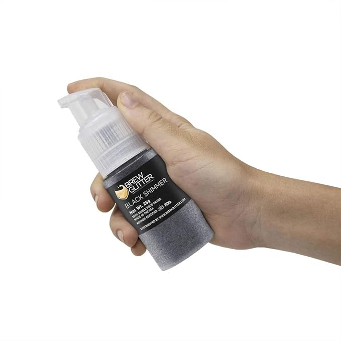 Brew Glitter - Black Shimmer (25g Spray Pump 1x Jar) | Edible Glitter for Drinks, Cocktails, Beer, Garnish & Beverages