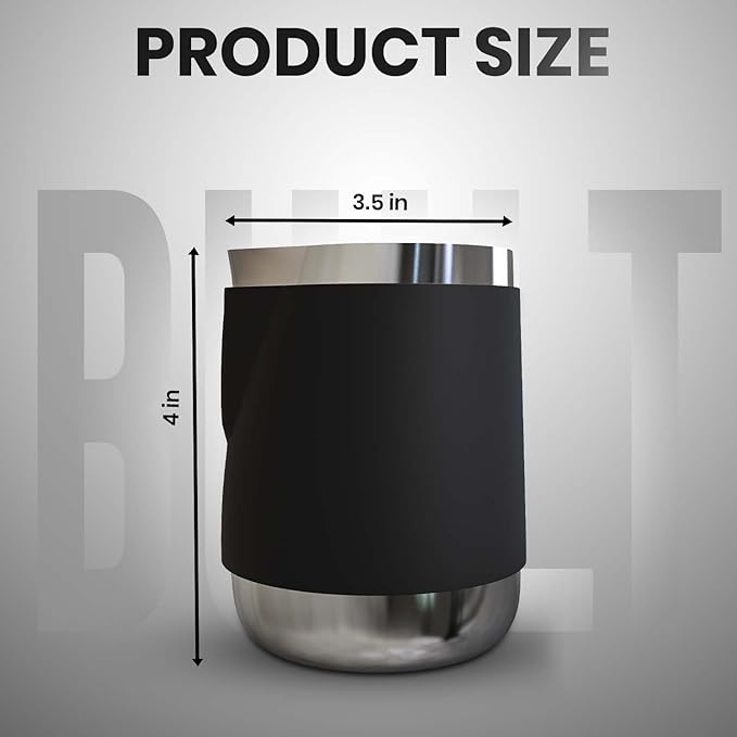 Rattleware Handle Free Stainless Steel Macchiato Pitcher - Perfect For Home, Cafe, Restaurant, Hotel, Office, Or Commercial Use - Steaming And Frothing Pitcher (12 Oz)